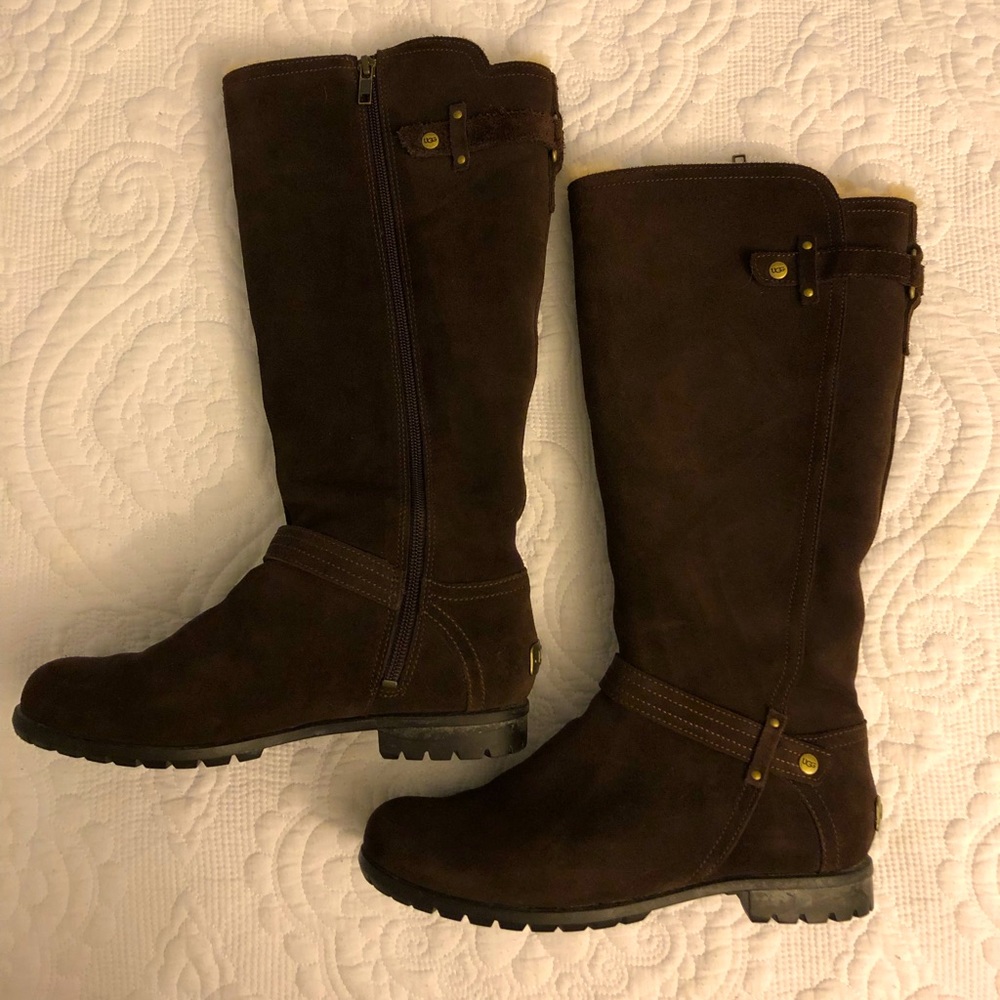 🤎 UGG Women’s Brown Suede Julian Knee High Boots Sz 7
